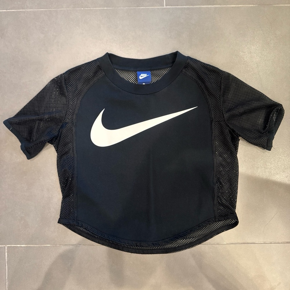 Nike Black Mesh Crop Top Medium